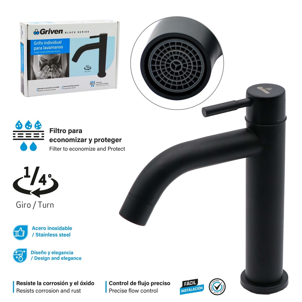 LLAVE LAVAMANO INDIV GRIVEN BLACK 9-491