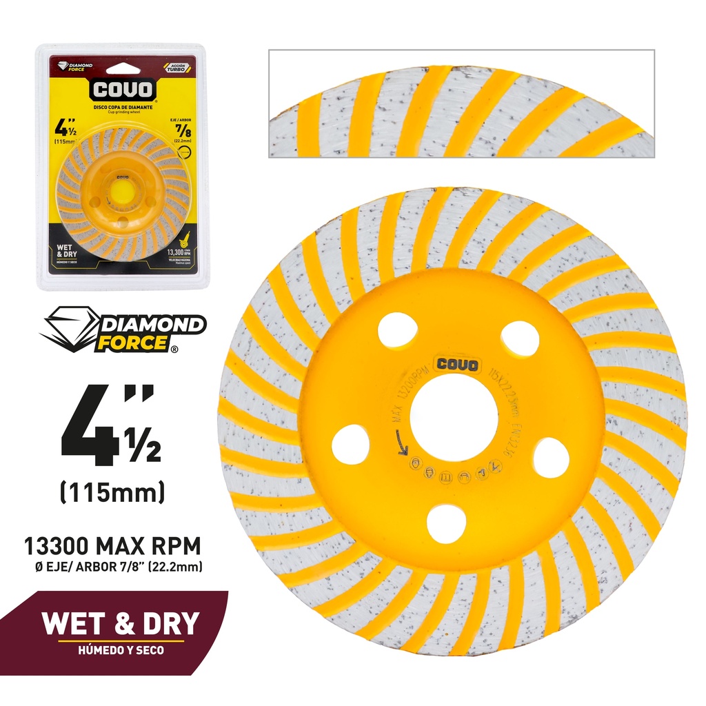 DISCO P/PULIR TURBO x 4 1/2" COVO 9-502