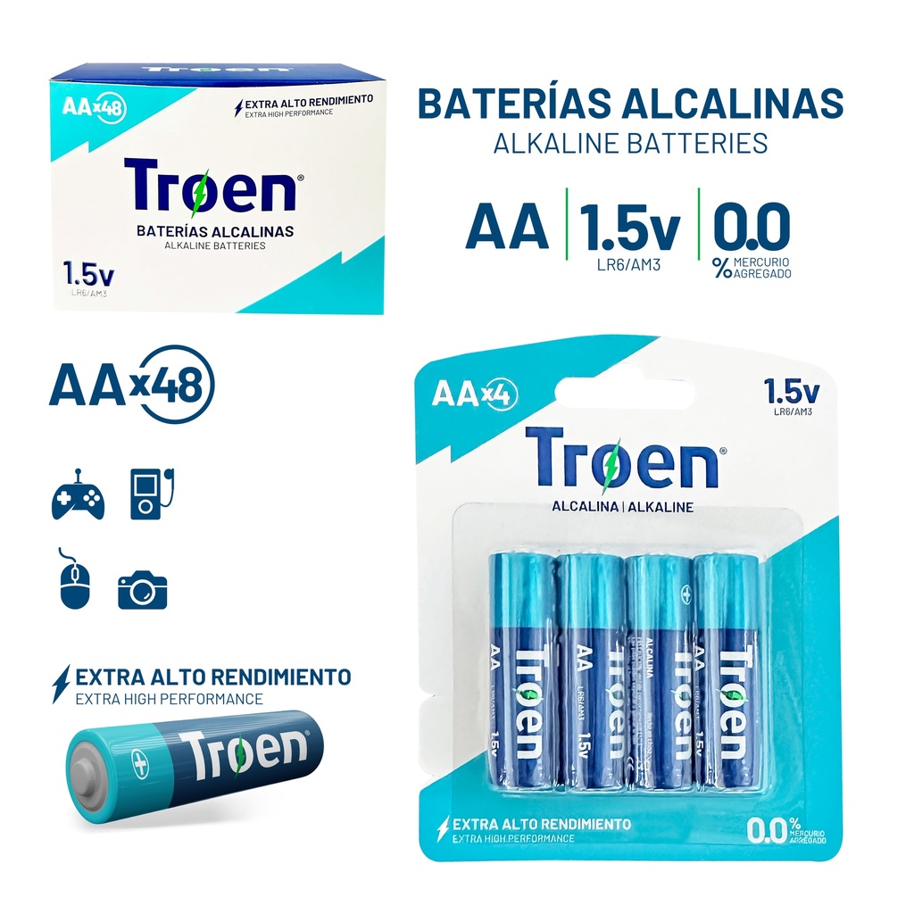 BATERIA AA ALCALINAS x 4 UNID TROEN 9-517