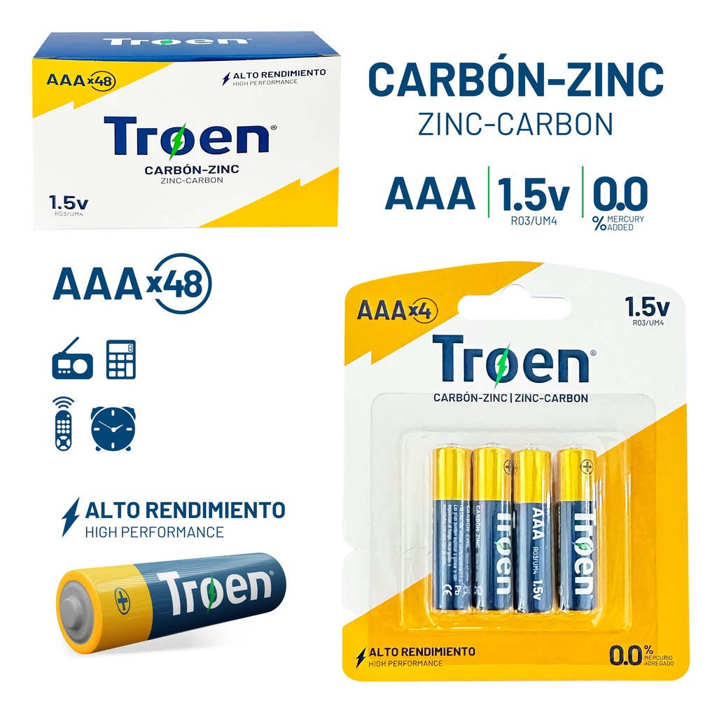 BATERIA AAA CARBON x 4 UNID TROEN 9-518