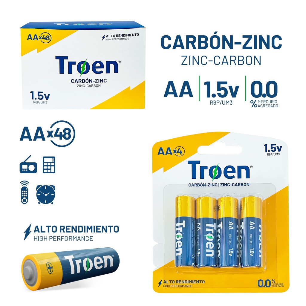 BATERIA AA CARBON x 4 UNID TROEN 9-519
