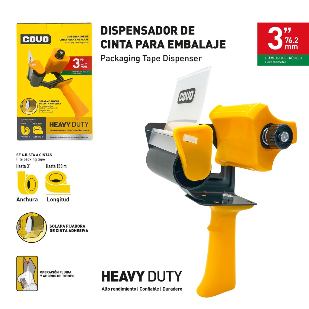 DISPENSADOR P/CINTA EMBALAR x 3" COVO 9-526