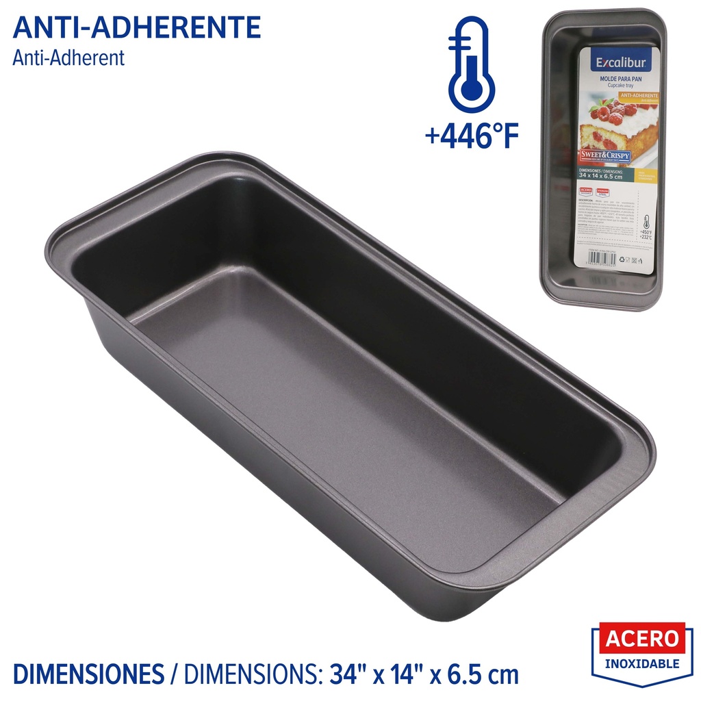 BANDEJA MOLDE P/HORNEAR 34 x 14 x 6.5 CM EXCALIBUR 9-584