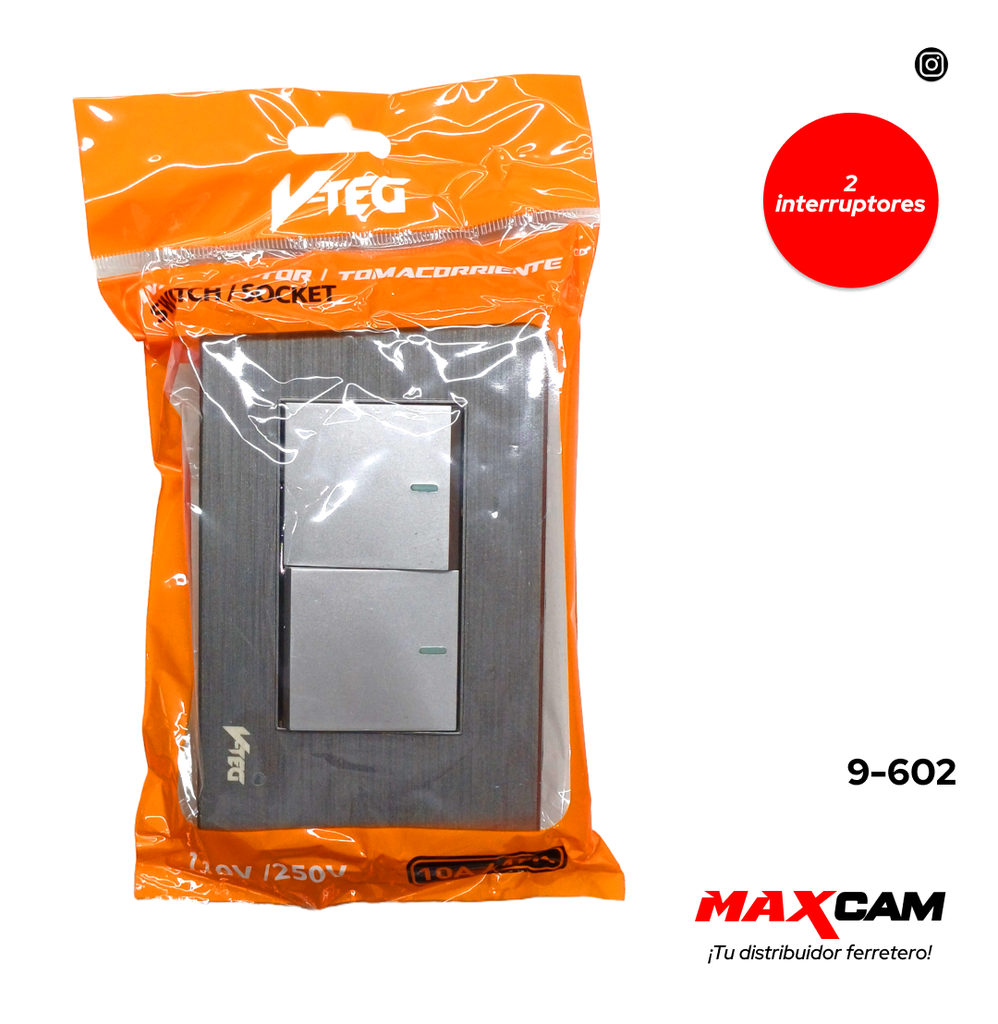 INTERRUPTOR DOBLE GRIS V-TEG 9-602