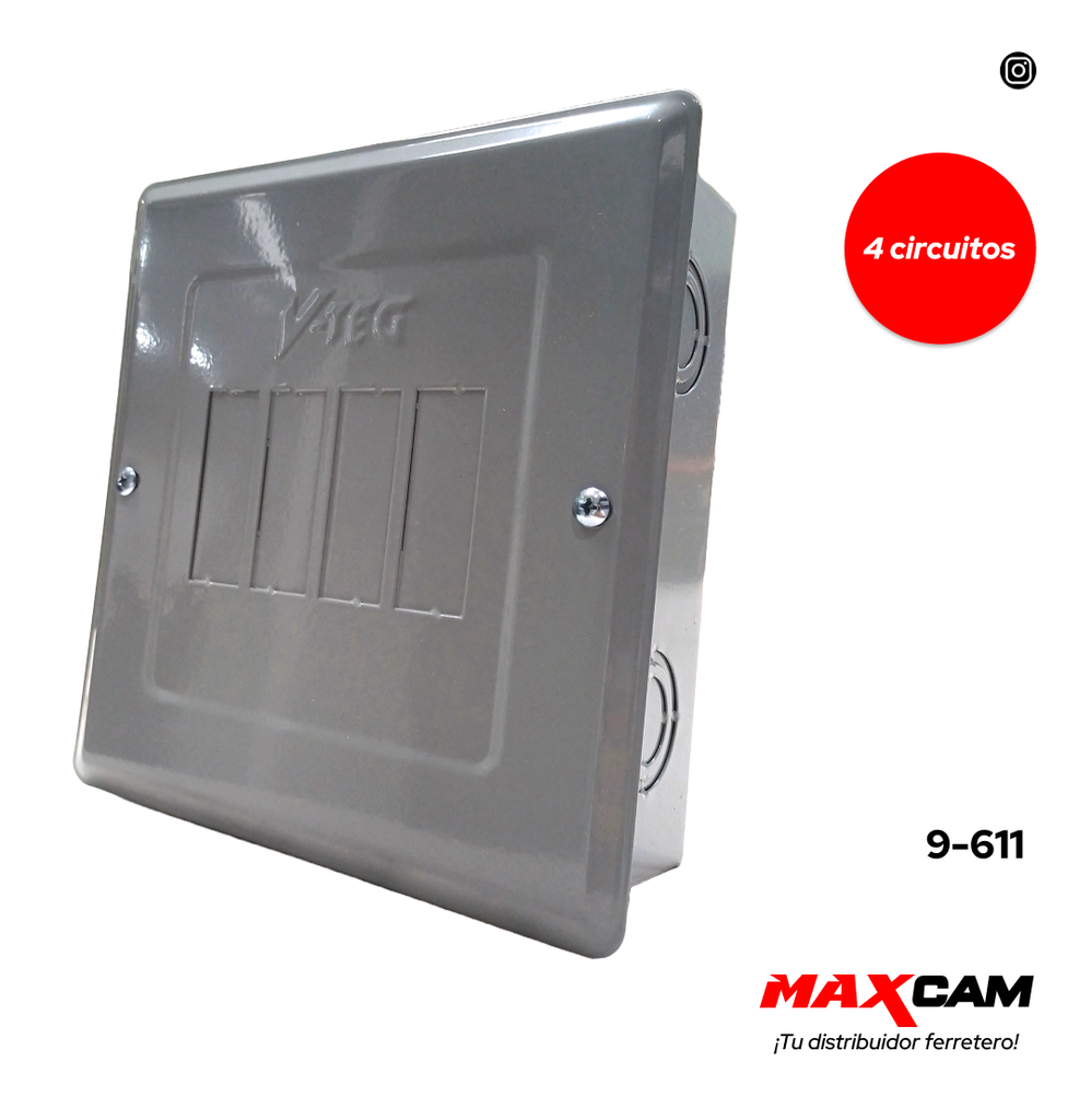 CAJA BREAKER EMPOTRAR 4 CIRCUITO V-TEG 9-611