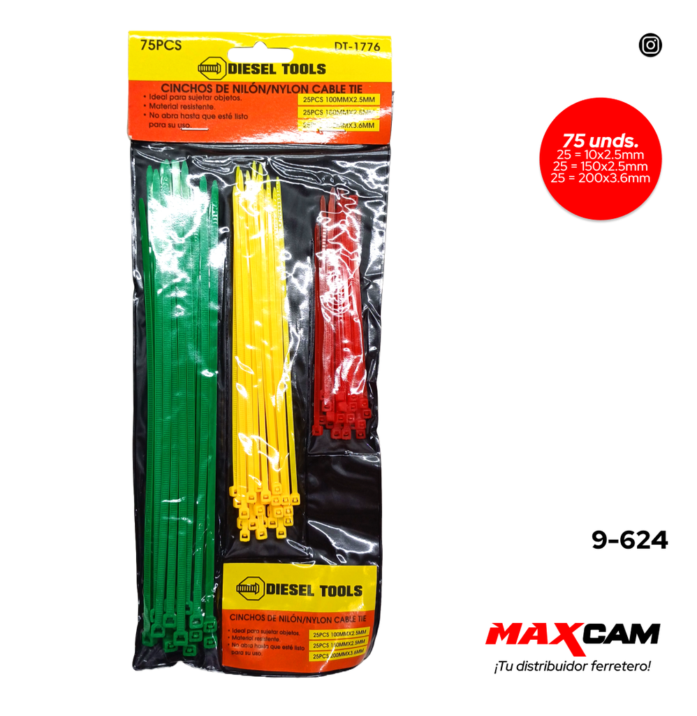 JUEGO DE TIRRAP COLORES x 75 UNID DIESEL T 9-624