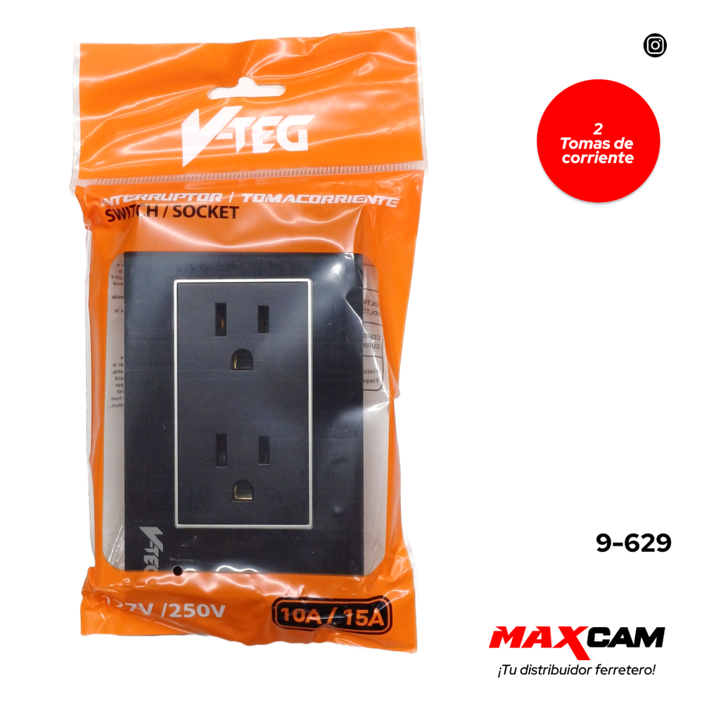 TOMA DOBLE C/TIERRA ACRILICO V-TEG 9-629