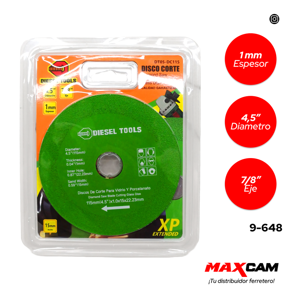 DISCO C/VIDRIO O PORCELANATO x 4 1/2" DIESEL T 9-648
