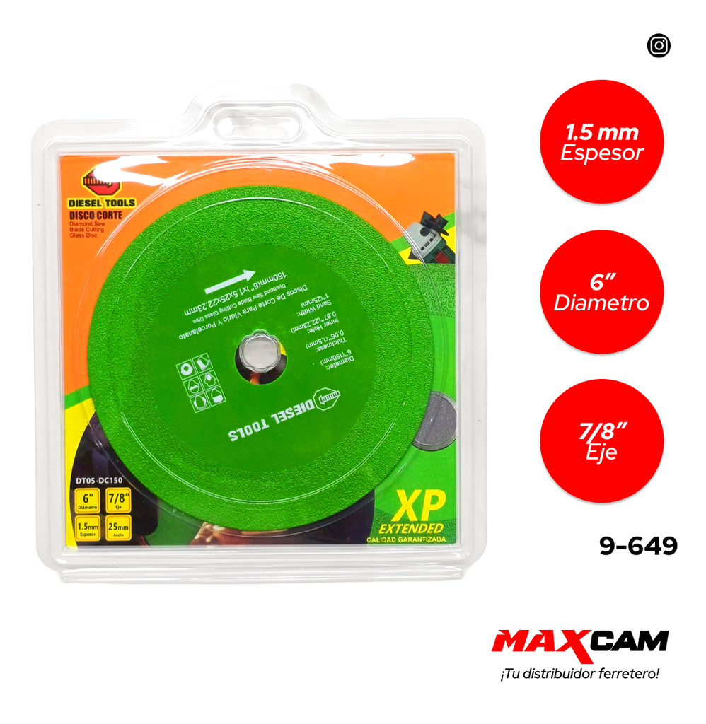 DISCO C/VIDRIO O PORCELANATO x 6" DIESEL T 9-649