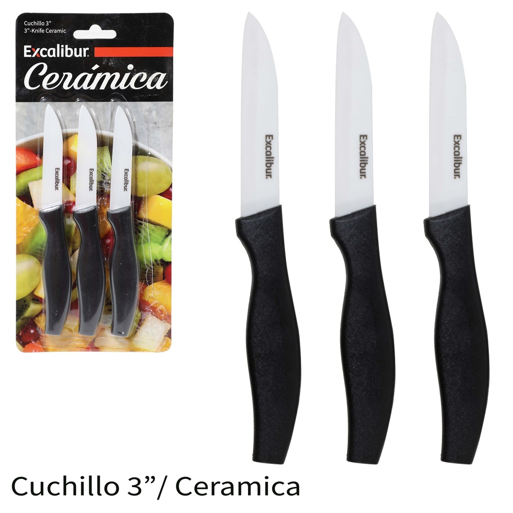 JUEGO DE CUCHILLO CERAMICA 3" x 3 UNID EXCALIBUR 9-669