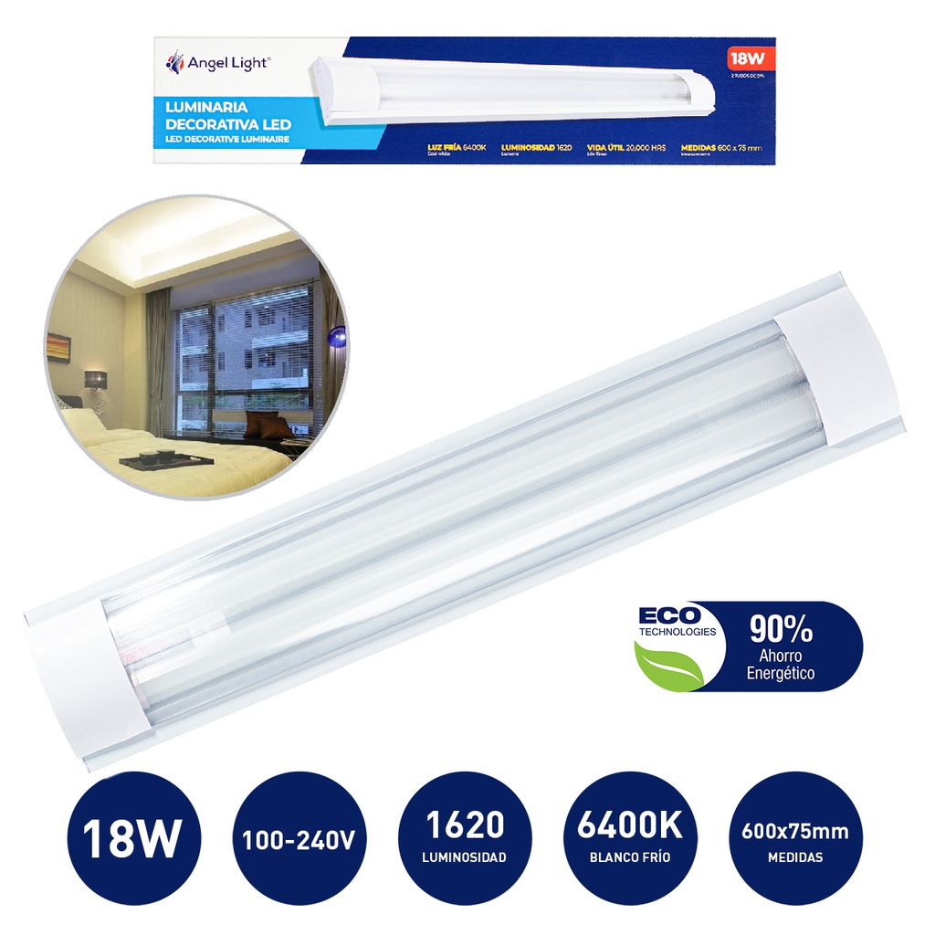 LAMPARA LED 18W 600x75mm ANGEL LIGHT 85-265V 4-796
