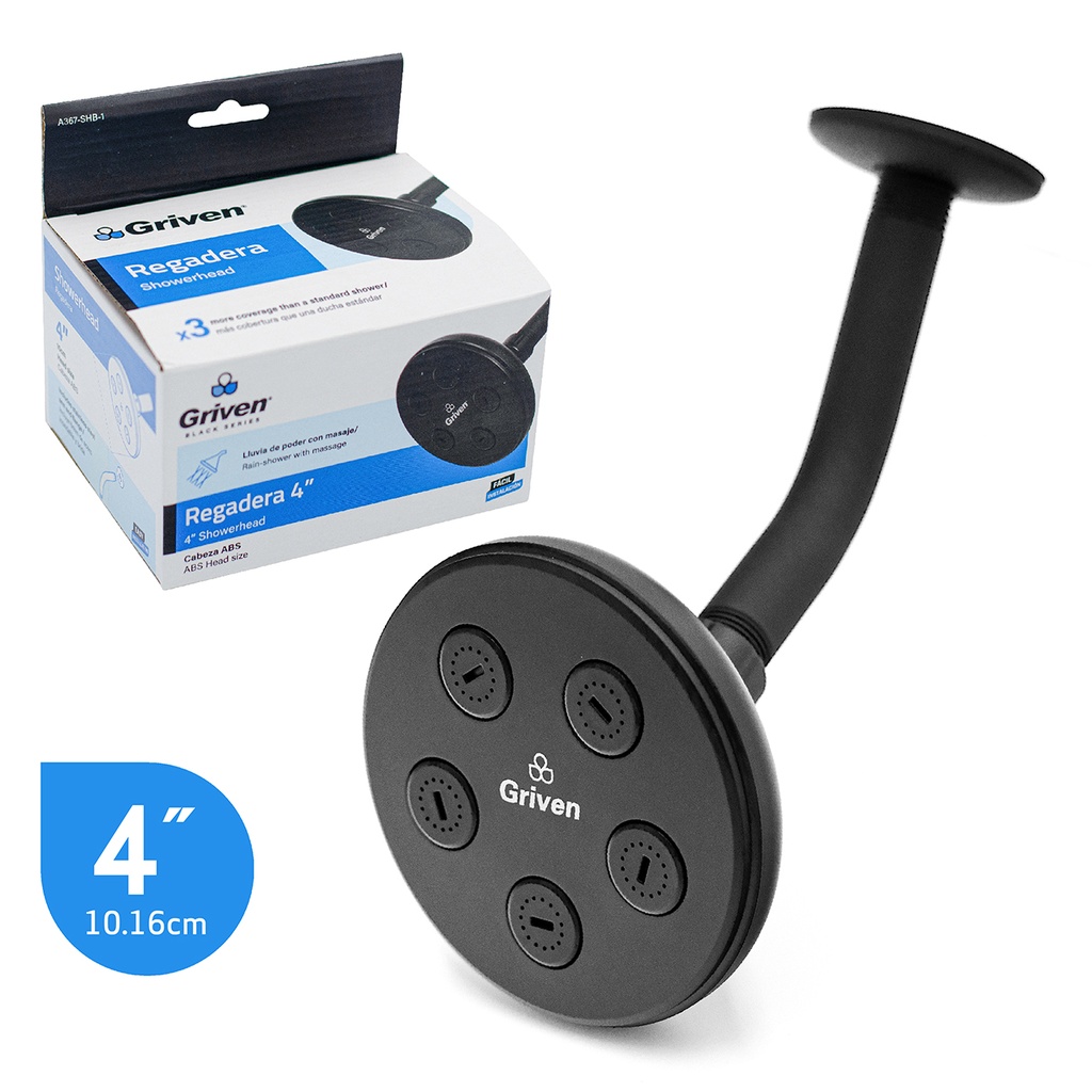 REGADERA REDONDA 4" GRIVEN BLACK 4-808