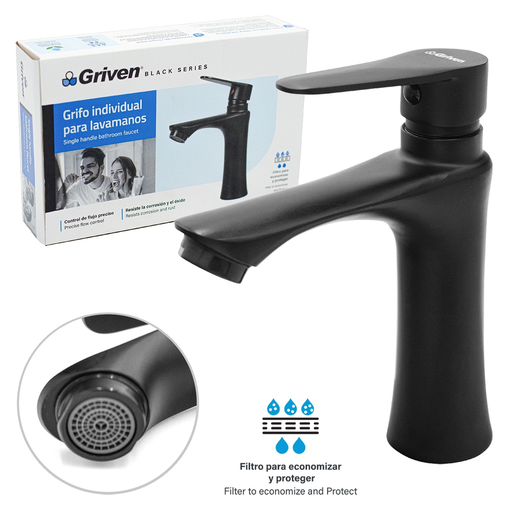 LLAVE LAVAMANO INDIVIDUAL GRIVEN BLACK 4-818