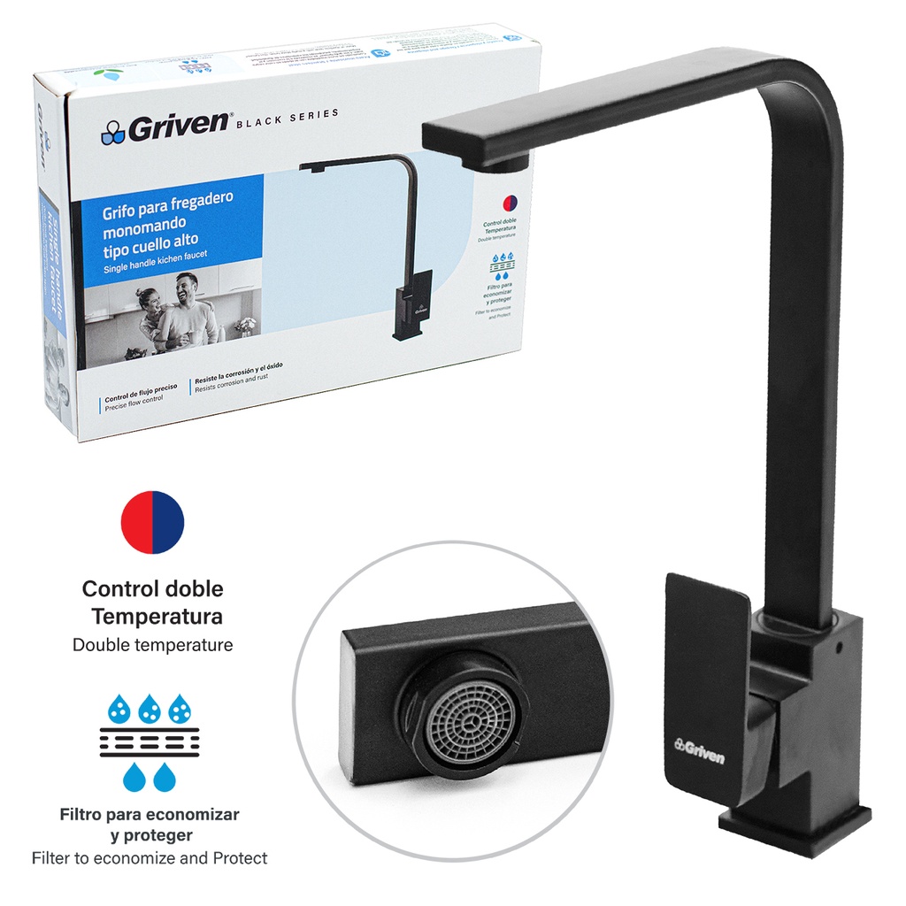 LLAVE FREGADERO MONOMANDO GRIVEN BLACK 4-821