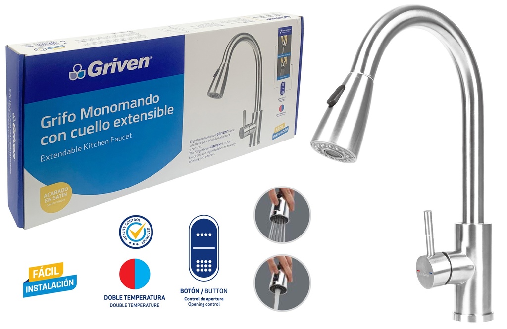 LLAVE FREGADERO MONOMANDO CUELLO EXTEN GRIVEN 4-822