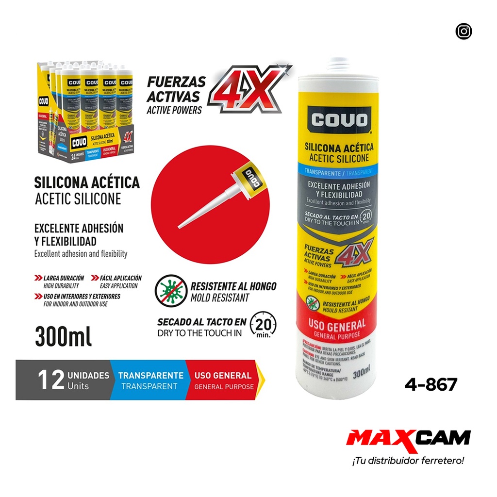 SILICON TRANSPARENTE RTV 300G COVO 4-867