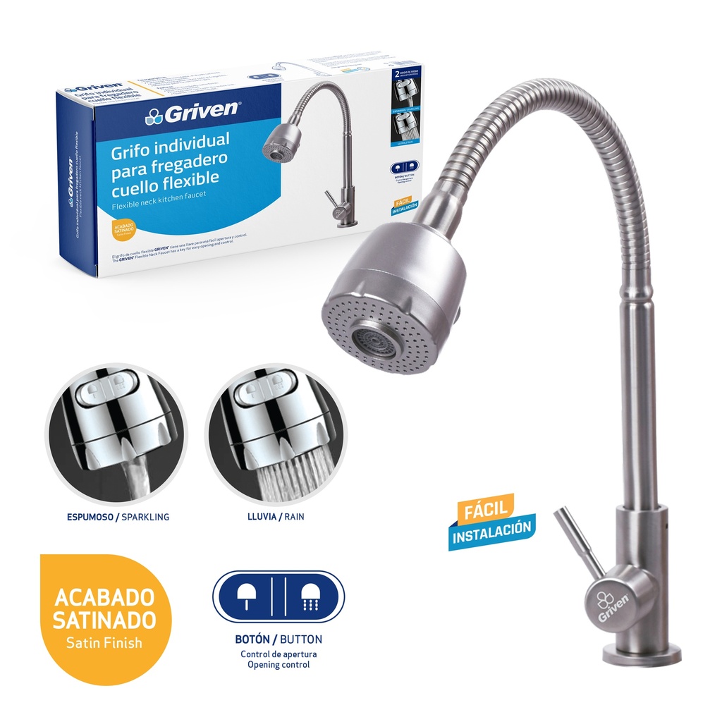 LLAVE FREGADERO INDIVIDUAL FLEXIBLE GRIVEN 4-899