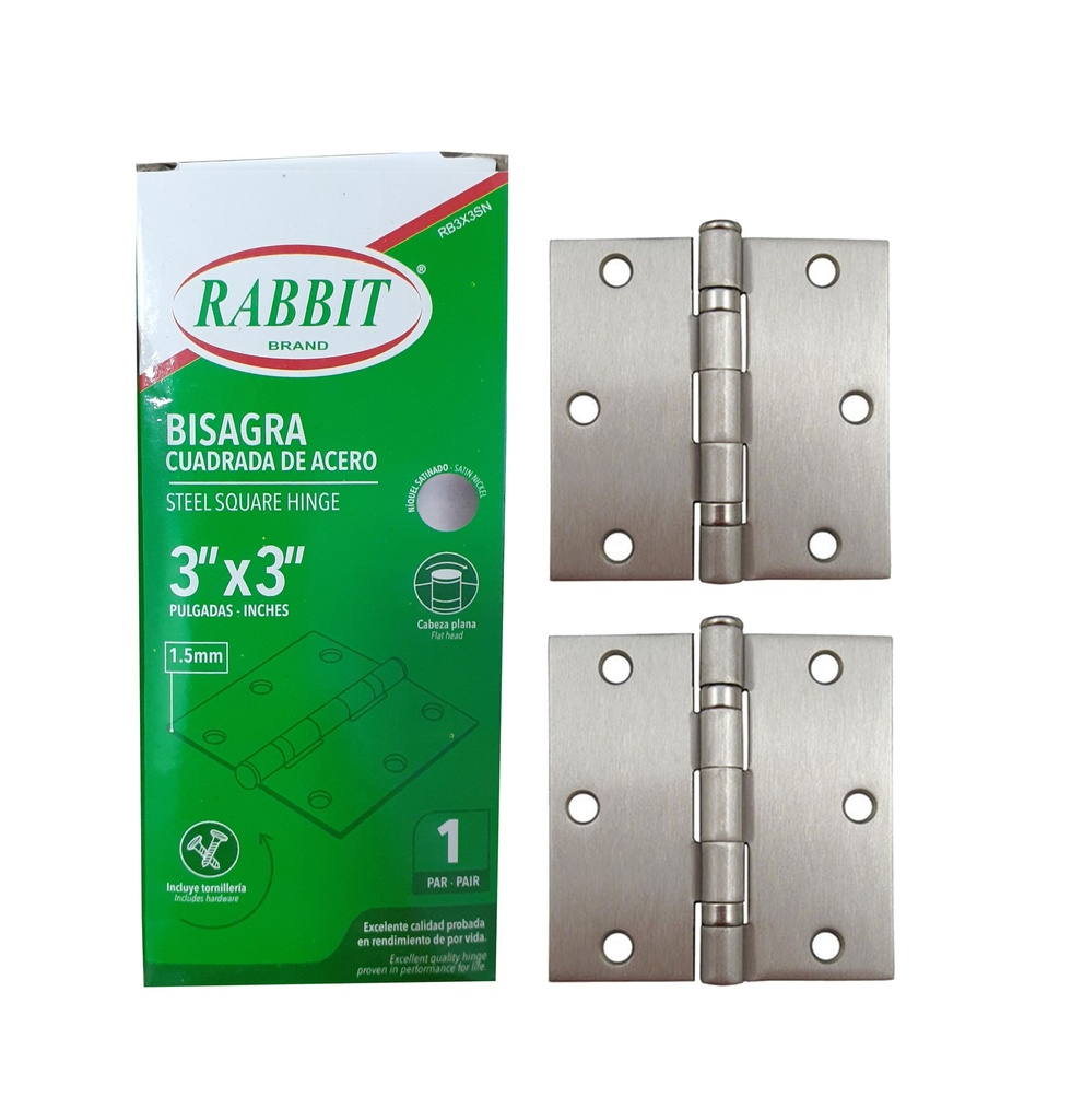 BISAGRA P/PUERTA MADERA x 3" PAR PLATEA RABIT 4-924