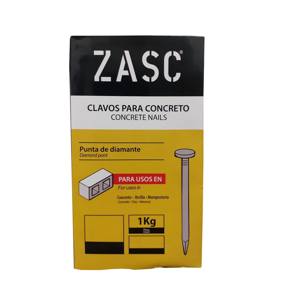 CLAVOS CONCRETO 2¨ 1KG ZASC (220UNID APROX) 4-930