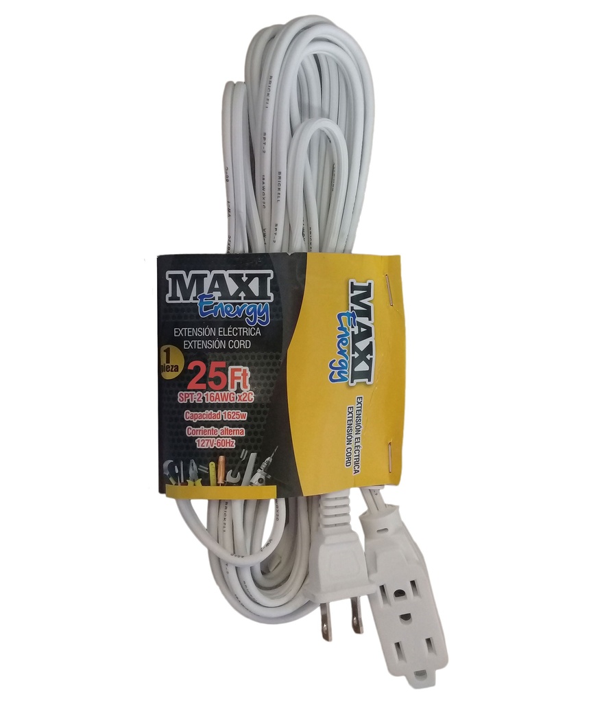 EXTENSION ELECTRICA 2x16 x 25 PIES MAXI ENERG 4-949