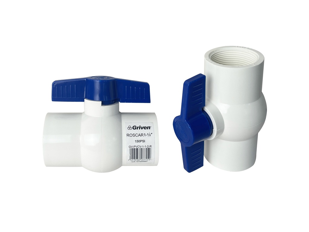 LLAVE DE BOLA PVC C/ROSCA x 1 1 bu/2 GRIVEN 4-982