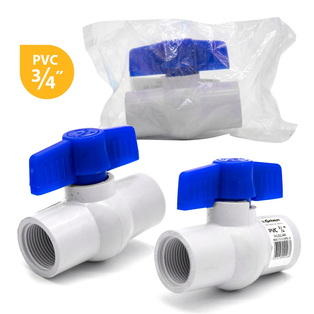 LLAVE DE BOLA PVC C/ROSCA x 3/4" GRIVEN 4-985