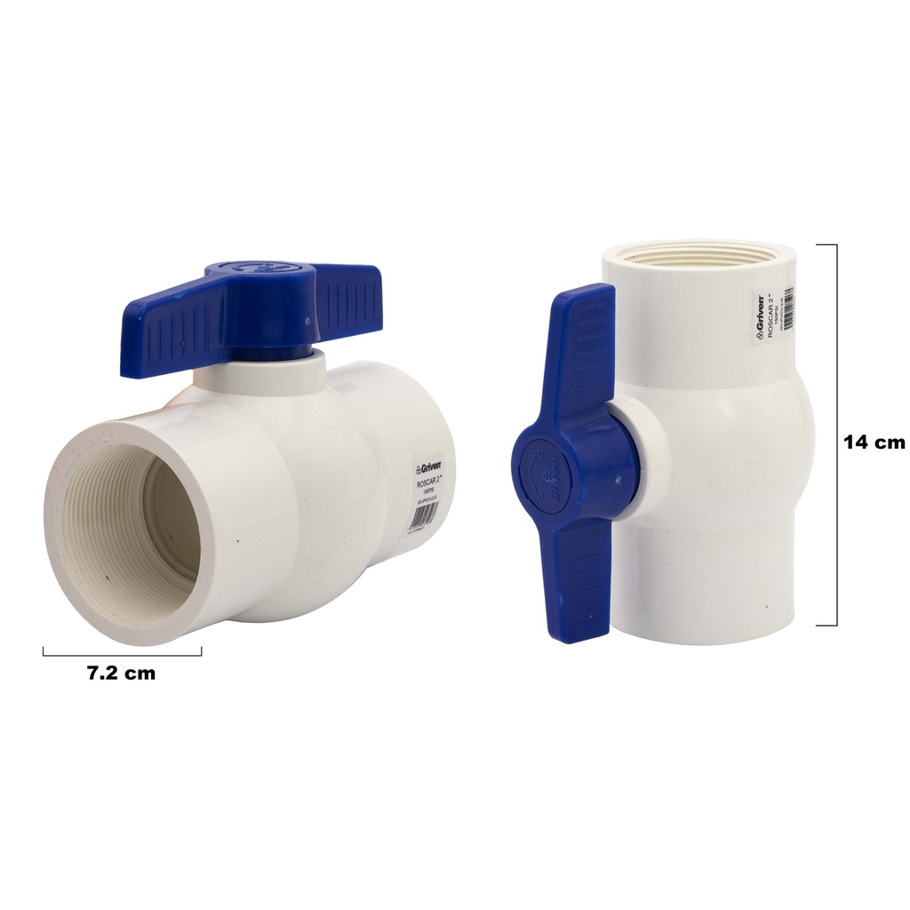 LLAVE DE BOLA PVC C/ROSCA x 2" GRIVEN 4-986