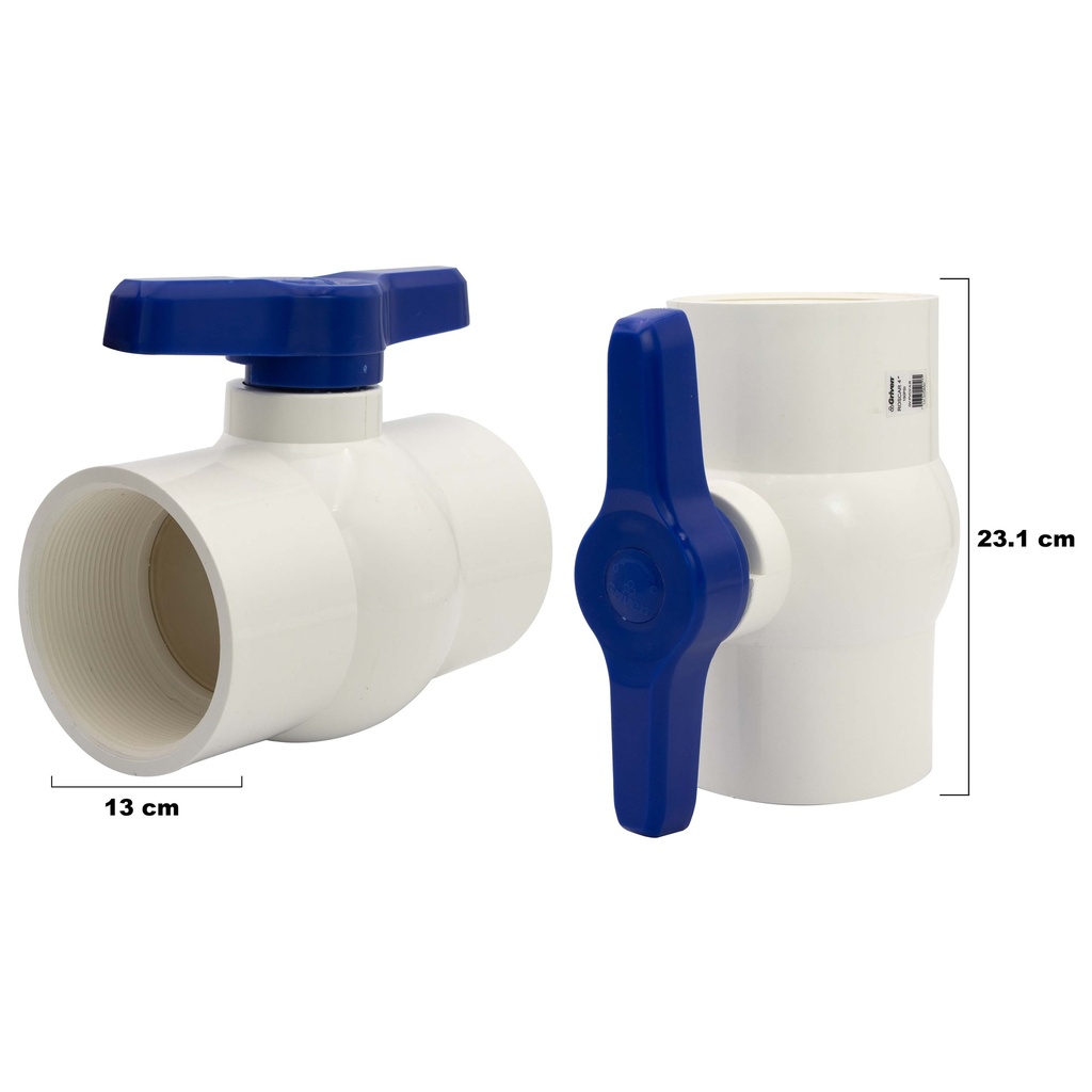 LLAVE DE BOLA PVC C/ROSCA x 4" GRIVEN 4-987