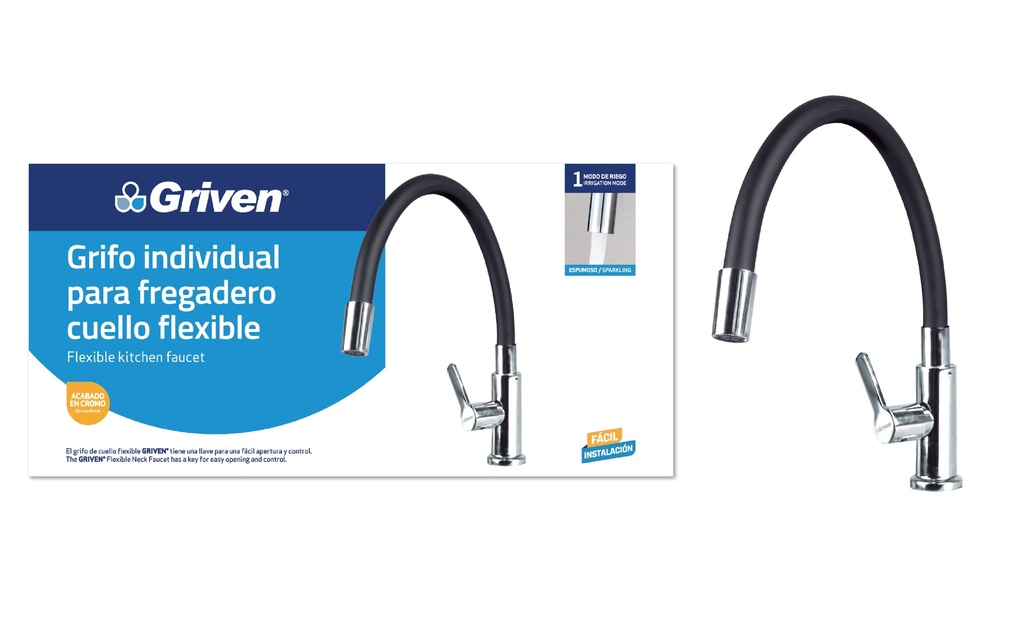 LLAVE FREGADERO INDIVID FLEXIBLE NEGRA GRIVEN 4-988 (DESC)