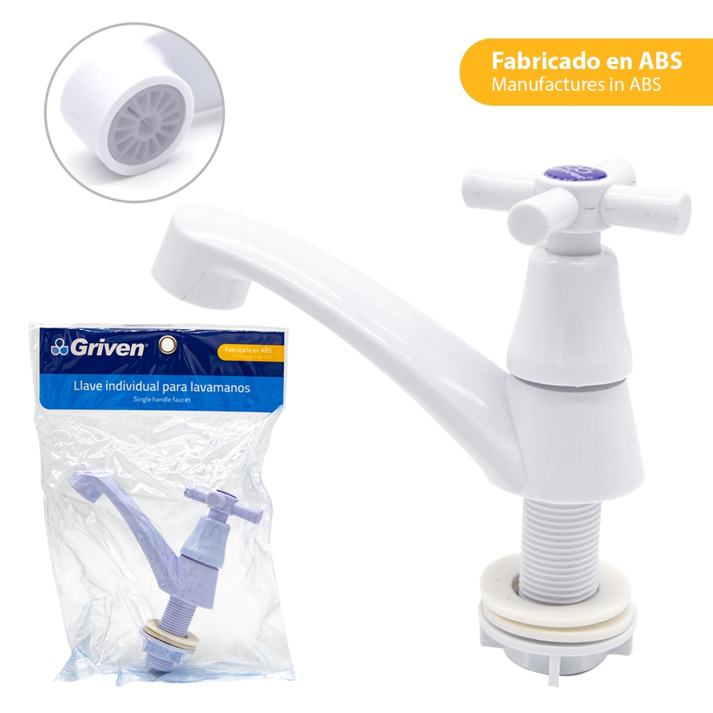 LLAVE LAVAMANO PLASTICA BLANCA GRIVEN 5-000