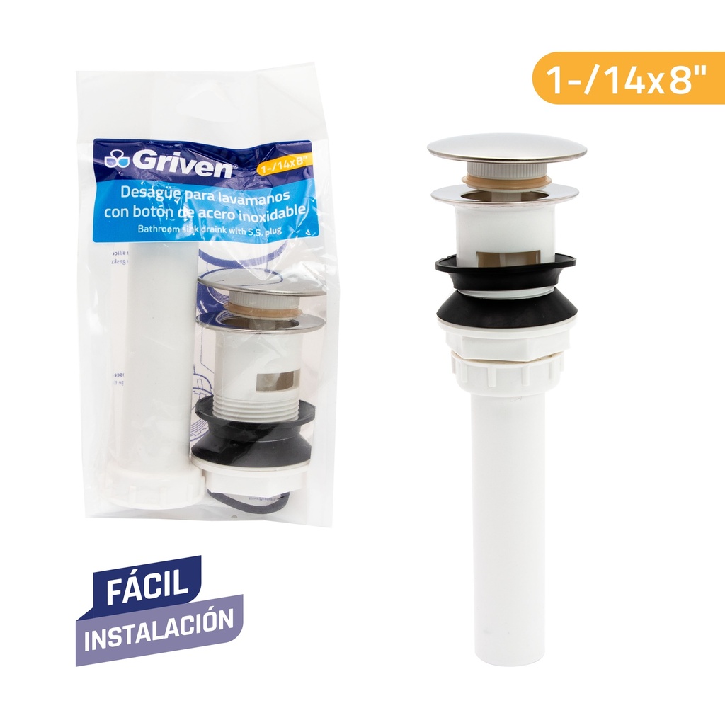 DESAGUE LAVAMANO PLASTICO PUSH BOTON GRIVEN 5-054