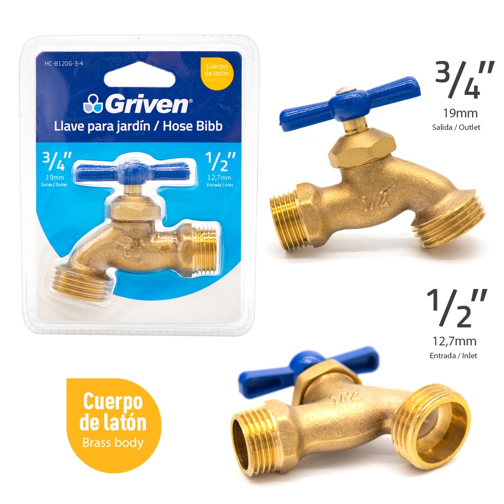 LLAVE CHORRO BRONCE BLISTER GRIVEN 5-084