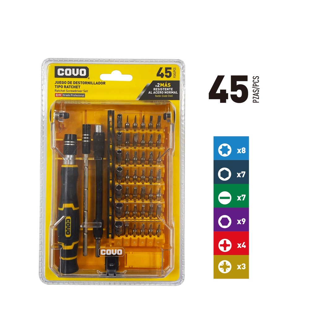 JUEGO DESTORNILLADORES 45 EN 1 COVO 8-229