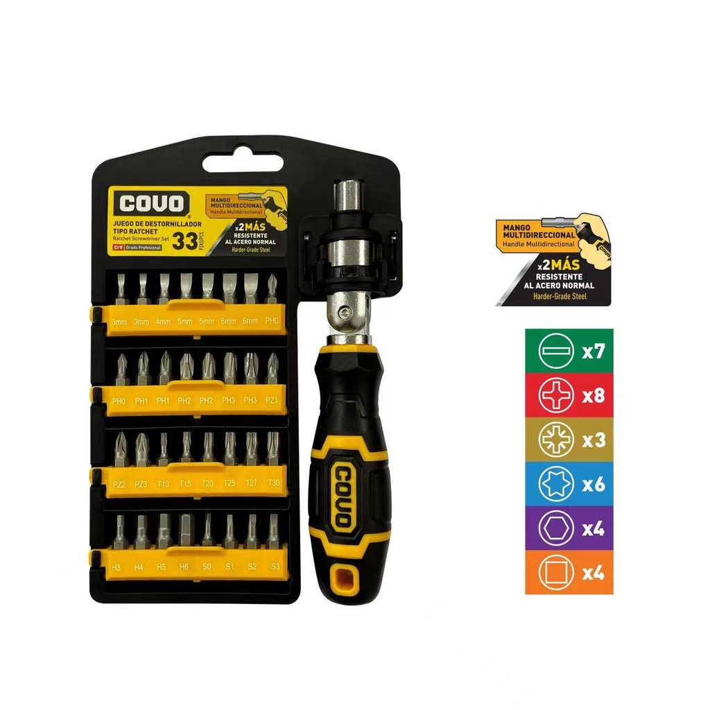 JUEGO DESTORNILLADORES 33 EN 1 COVO 8-231