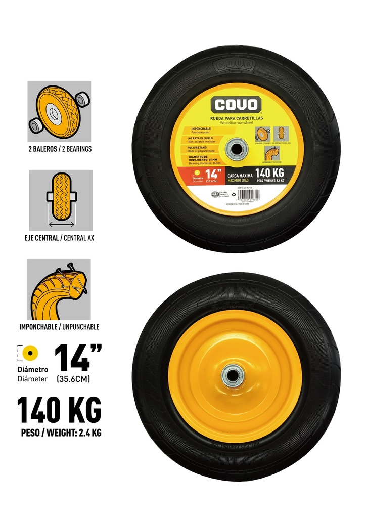 RUEDA MACIZA 14" COVO 8-232