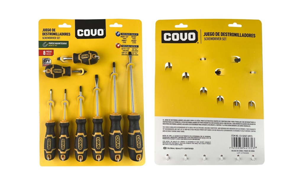 JUEGO DESTORNILLADOR 8 PCS COVO 8-257