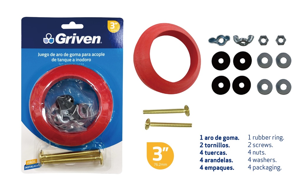 GOMA PARA TANQUE WC KIT 3" GRIVEN 8-260