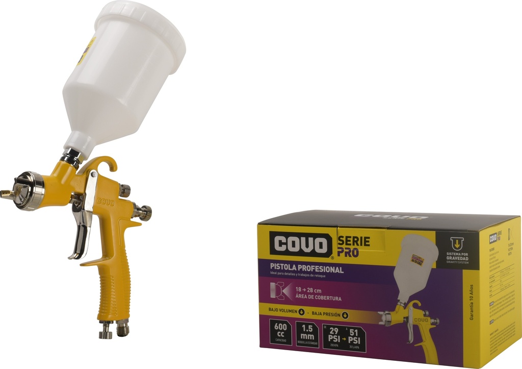 PISTOLA P/PINTAR DE GRAVEDAD 600cc COVO PRO 8-296