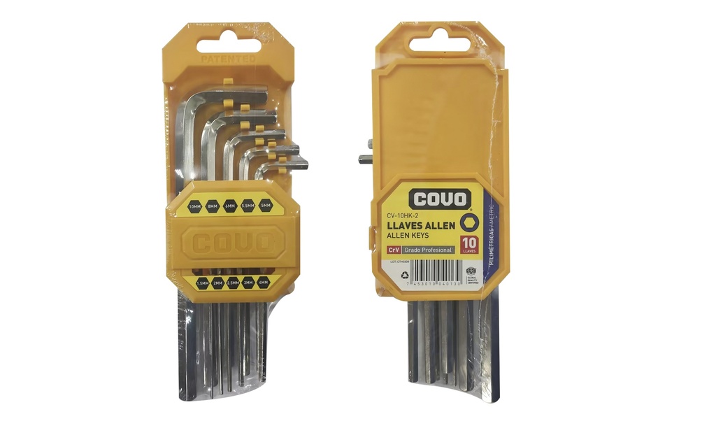 LLAVE ALLEN HEXAGONAL 10 PCS MILIMETRICA COVO 8-311