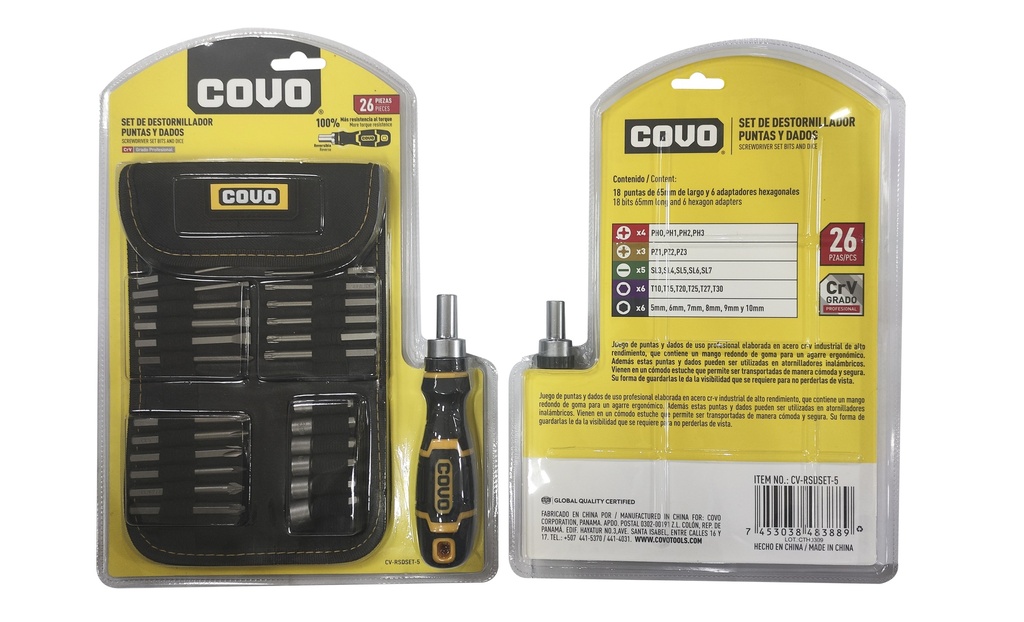 JUEGO DESTORNILLADORES 26 EN 1 COVO 8-314