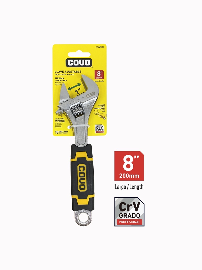 LLAVE AJUSTABLE M/GOMA 8" COVO 8-320