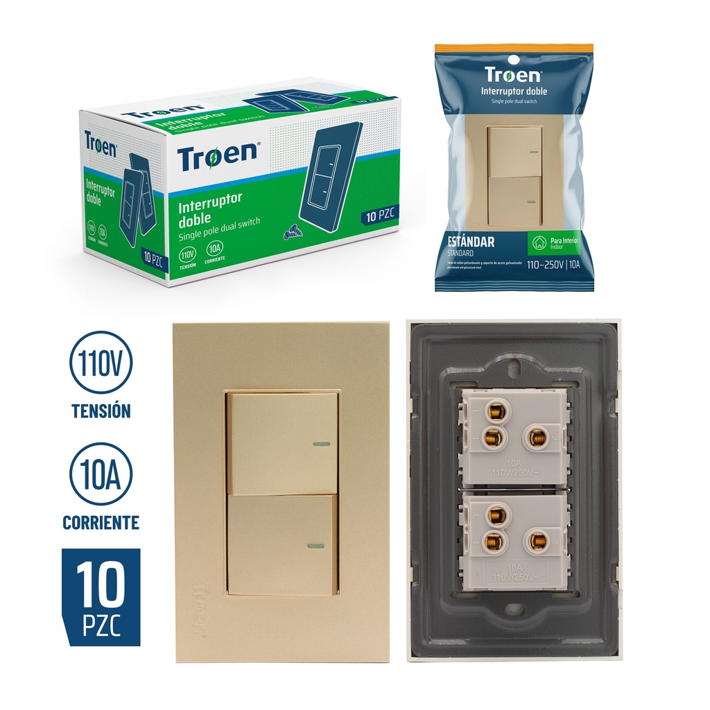 INTERRUPTOR DOBLE GOLD 3 WAY TROEN 8-371