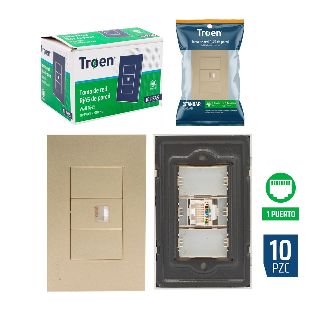 TOMA P/RED RJ45 GOLD TROEN 8-380