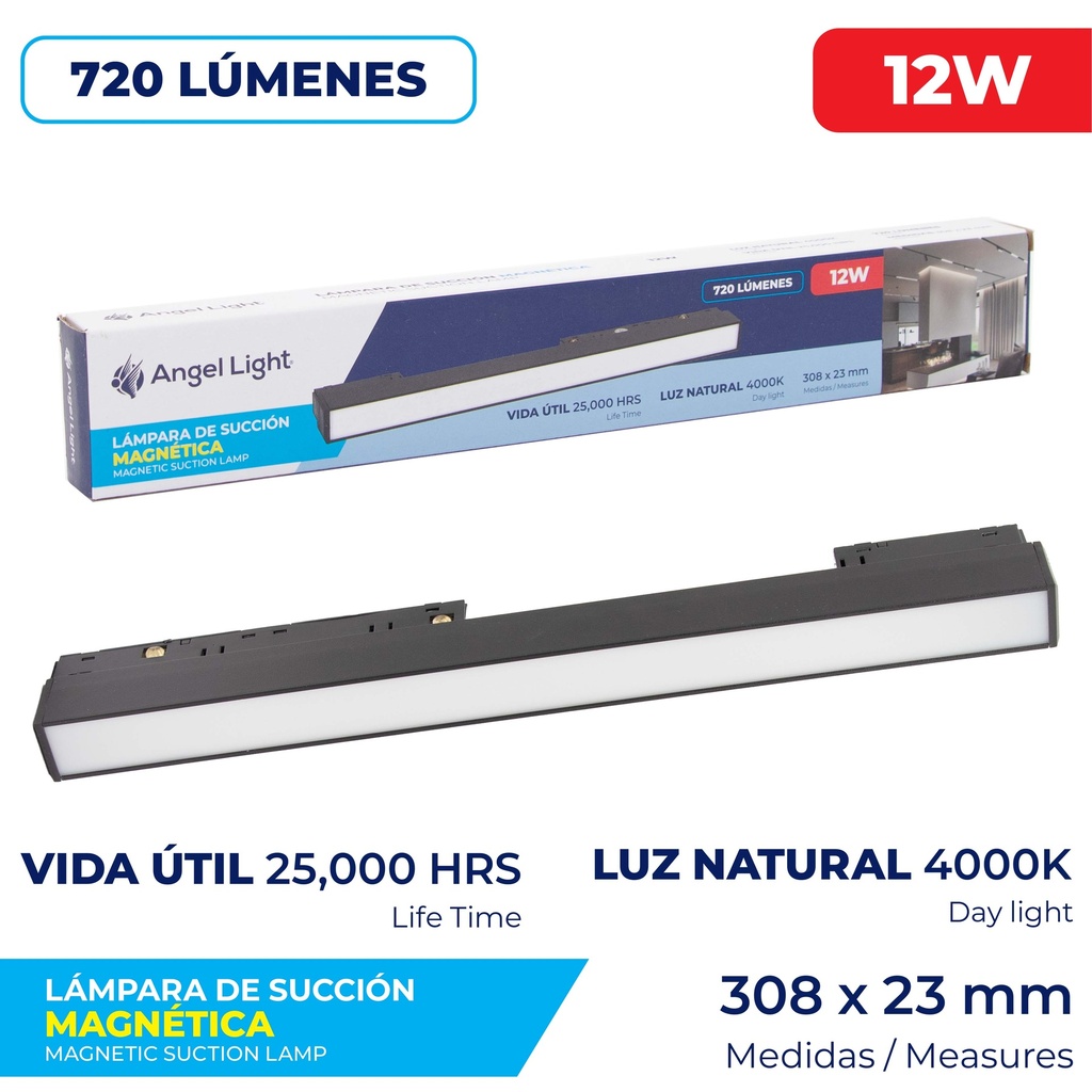 LAMPARA LED MAGNETICA P/RIEL 12W ANGEL LIGHT 8-392