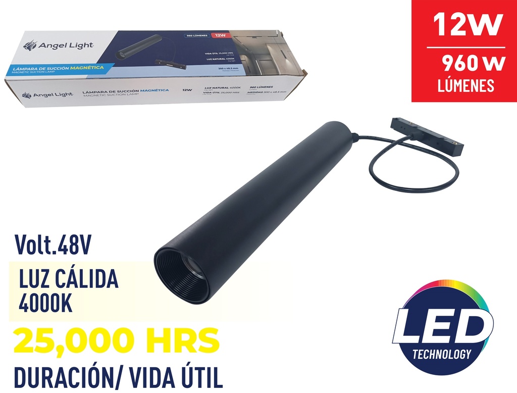 LAMPARA LED MAGNETICA P/RIEL 12W ANGEL LIGHT 8-403