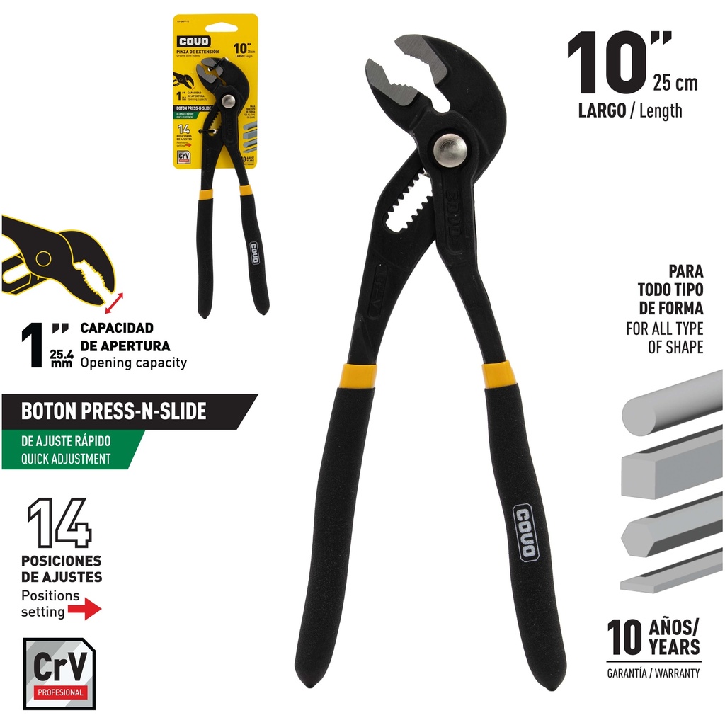 ALICATE ARTICULADO C/BOTON AJUST 10" COVO 8-423