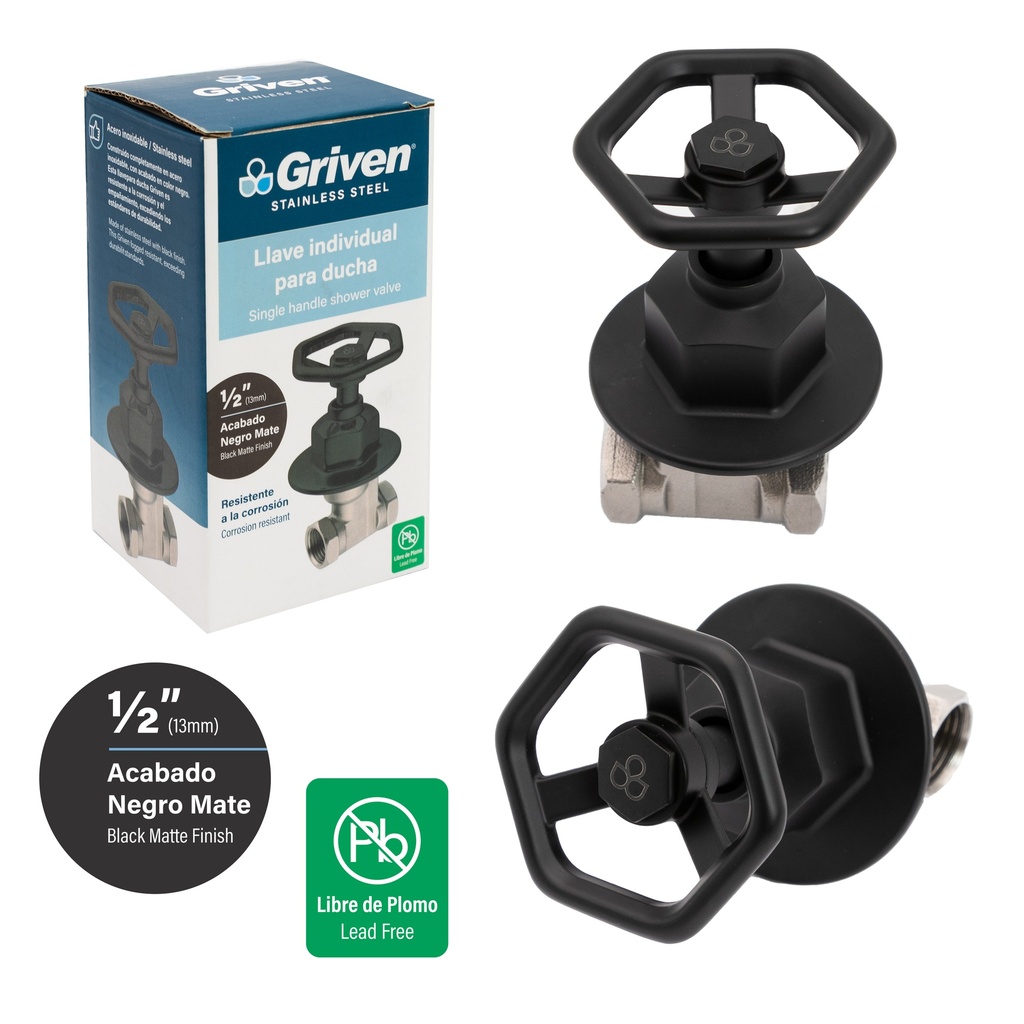LLAVE P/DUCHA INDIVIDUAL x 1/2 ACERO INOX GRIVEN 8-479