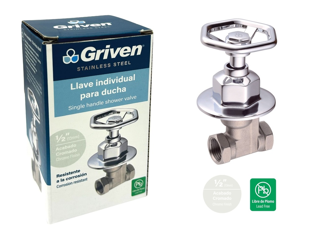 LLAVE P/DUCHA INDIVIDUAL x 1/2 ACERO INOX GRIVEN 8-480