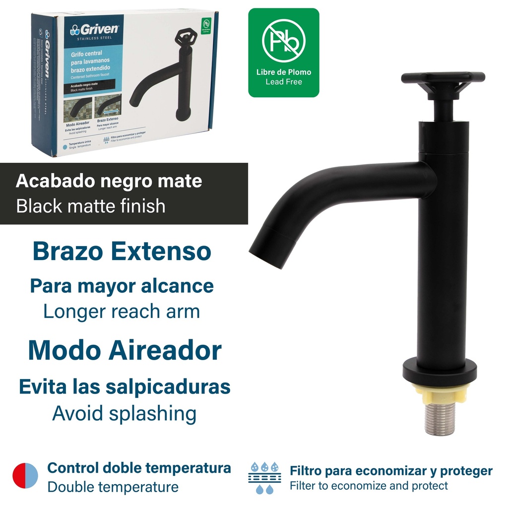 LLAVE LAVAMANO INDIV ACERO INOX GRIVEN 8-497