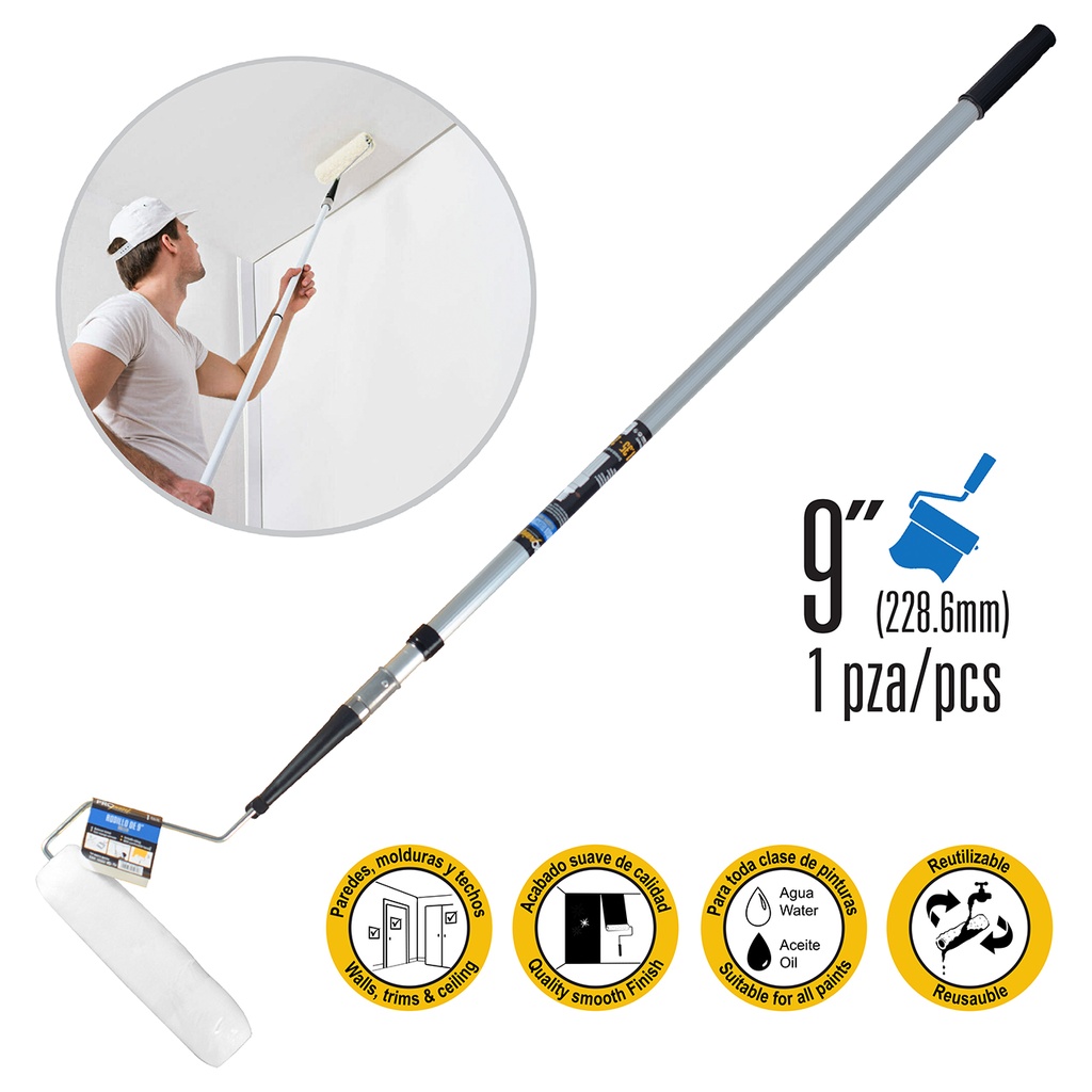 RODILLO CON EXTENSION CON FUNDA 9" PRO PAINT 8-516